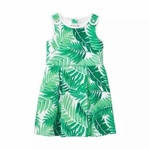 Janie and Jack Palm Ponte Dress in Jungle Green palm print